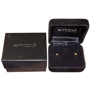 Macy’s 14K Yellow Gold Ball Stud Earrings Mini Bead Posts New w/ Box